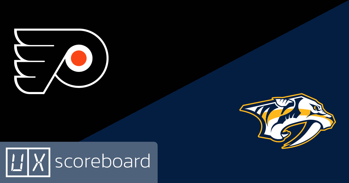 Predators Box Score Flyers (3) vs Predators (1) · Nov 6, 2025 · NHL Scores | uxscoreboard